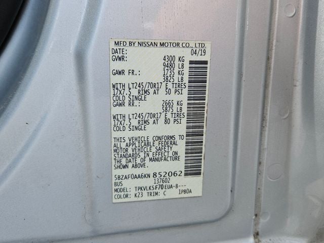 2019 Nissan NV Passenger SL