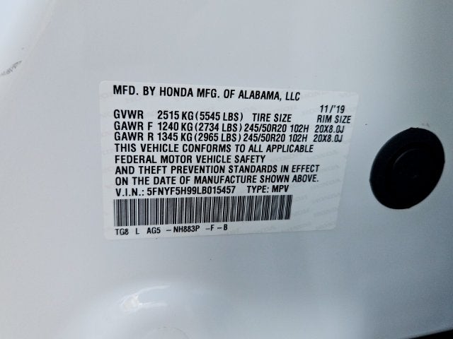 2020 Honda Pilot Touring 8 Passenger